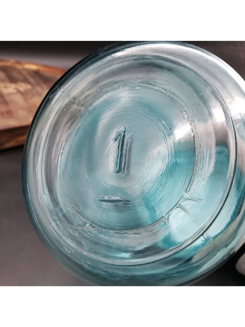 Vintage Ball Perfect Mason Jar Aqua Blue Glass Zinc Lid Quart #1